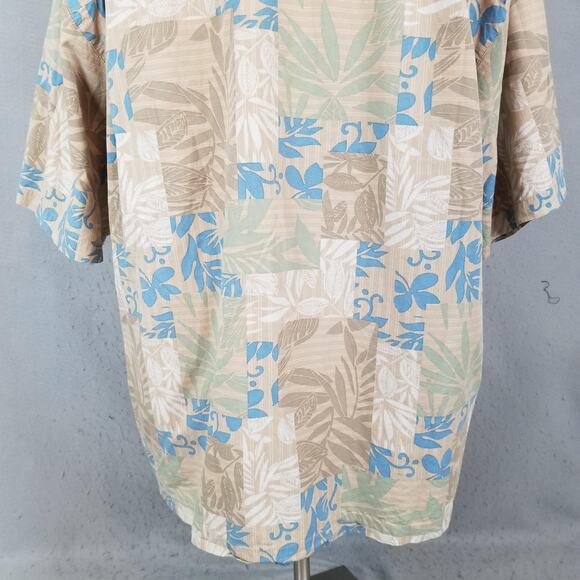 Boca Classics Shirt Mens 2XL Tan Blue Hawaiian Aloha Camp Short Sleeve Button - Picture 11 of 16